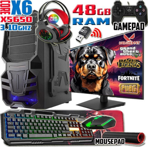 Rottweiler Xeon X5650 48gb Ram 512gb Ssd Rx 550-4gb E.kartı 24" Monitör Gaming Bilgisayar