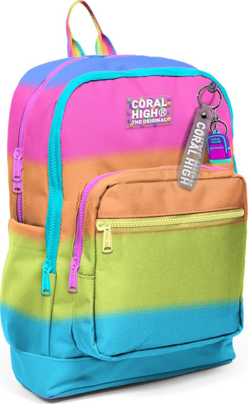 Coral High Kids Renkli Çizgili Dört Bölmeli Okul Sırt Çantası 23770