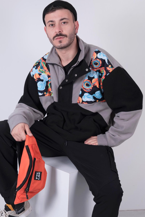 Kadın Erkek Yarım Fermuarlı Polar Sweatshirt XS Beden
