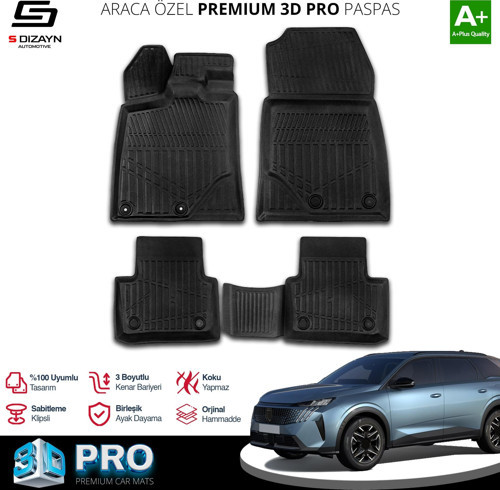 Peugeot 5008 Hybrid 3D Pro Havuzlu Paspas 2024 Üzeri A+ Kalite