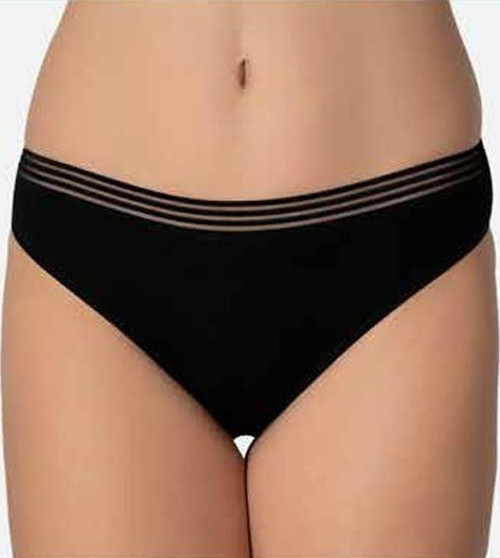 Bayan Modal İnce Tül Çizgili Lastik Slip Bikini Külot 4275