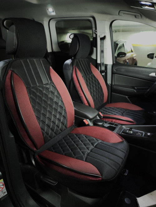 Renault Megane 2 HB Lüx Oto Koltuk Minderi Ön Arka 5'li Set ELEGANCE Serisi SİYAH KIRMIZI