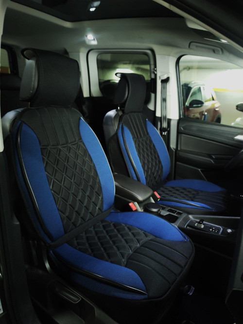 SsanYoung Korando Lüx Oto Koltuk Minderi Ön Arka 5'li Set ELEGANCE Serisi SİYAH MAVİ