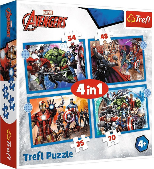 Puzzle Brave Avengers 4 in 1 Çocuk Puzzle (35+48+54+70 Parça)