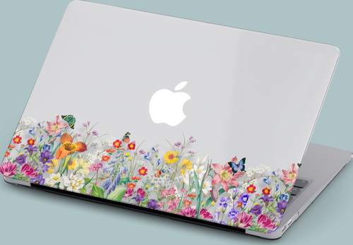 Macbook Air (M2) Kılıf 13.6 inç A2681 Mirmac05 Şeffaf 360 Koruma Papatya