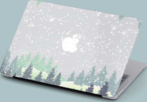 Macbook Air (M2) Kılıf 13.6 inç A2681 Mirmac24 Şeffaf PVC Koruyucu Kapak Kış Manzarası