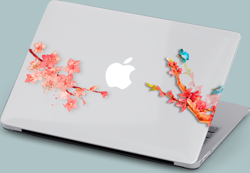 Macbook Air (M2) Kılıf 13.6 inç A2681 Mirmac26 Şeffaf Sert PVC Japon Çiçeği