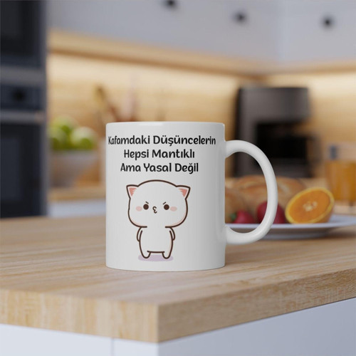 Mochi Cat Efsane Sözler Baskılı Kupa/ Arkadaşa, Sevgiliye Hediye Kupa Bardak