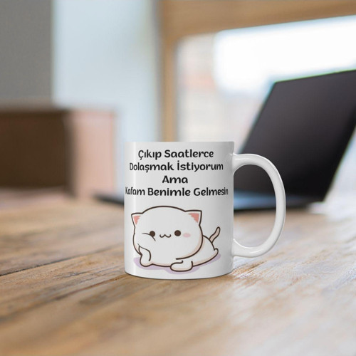 Mochi Cat Efsane Sözler Baskılı Kupa/ Arkadaşa, Sevgiliye Hediye Kupa Bardak