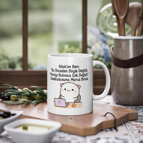 Mochi Cat Efsane Sözler Baskılı Kupa/ Arkadaşa, Sevgiliye Hediye Kupa Bardak