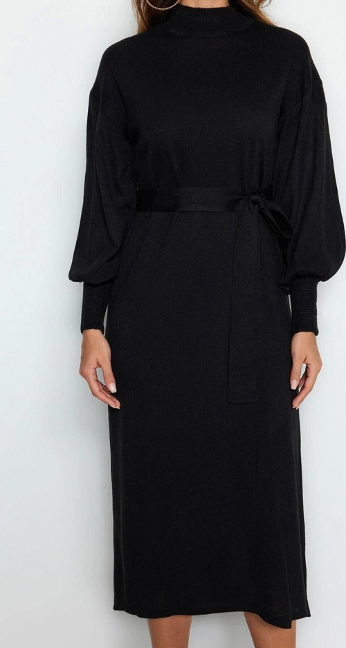 Moda Regular Casual Günlük Tek Plaka Dokuma Bisiklet Yaka Uzun Kol A-Line Maxi Boy Tesettür Elbise