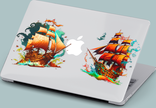 Macbook Pro Kılıf 15.4 inç A1707-A1990 Mirmac30 Şeffaf Sert Kapak Korsan Gemileri