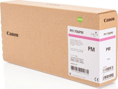 Feyza Bilişim® Canon PFI-706 PM (Photo Magenta) Fotoğraf Kırmızı Plotter Orijinal Mürekkep Kartuş 700 ml. (6686B001)