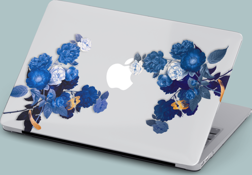 Macbook Pro Kılıf 15.4 inç A1707-A1990 Mirmac06 Şeffaf Sert PVC Buket Mavi