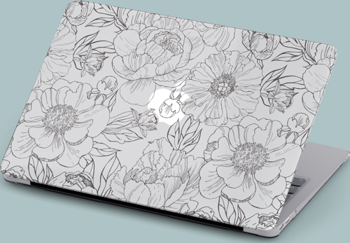 Macbook Pro Kılıf 15.4 inç A1707-A1990 Mirmac01 Şeffaf Ön Arka Kapak Koruma Floral