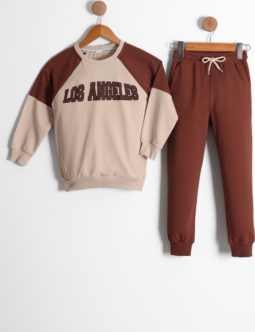 Erkek Çocuk Los Angeles Baskılı Reglan Kol 2 İplik Eşofman Takımı