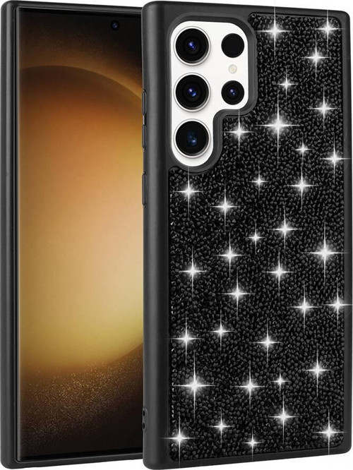 Samsung Galaxy S23 Ultra Kılıf Kamera Korumalı Parlak Taşlı Tasarım Zore Pırlanta Kapak