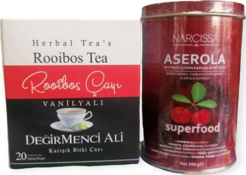 Narcissa Aserola Ekstresi İçeren Karışık Bitki Tozu 200 Gr & Rooibos Tea 20 Li Değirmenci Ali