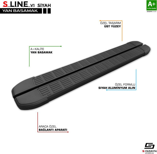 Volkswagen Transporter Uyumlu T5 Kısa Şase S-Line Siyah Yan Basamak 213 Cm 2003-2015 Parça