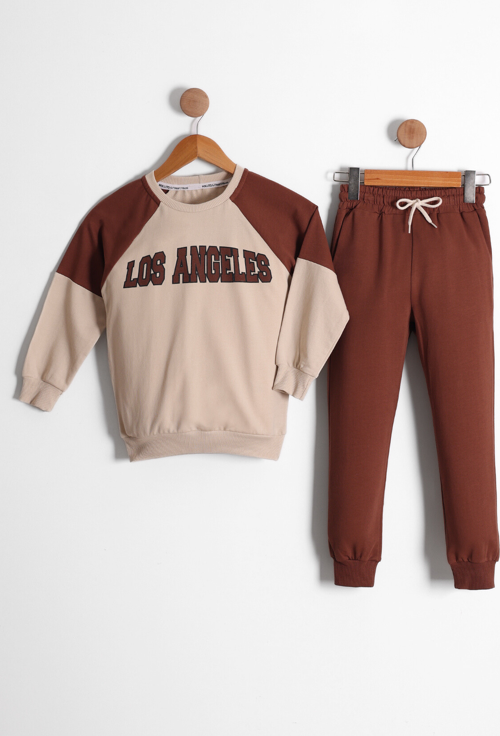 Erkek Çocuk Los Angeles Baskılı Reglan Kol 2 İplik Eşofman Takımı