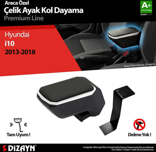 Hyundai İ10 Uyumlu Kol Dayama Kolçak Çelik Ayaklı ABS Gri 2013-2018 A+Kalite Parça