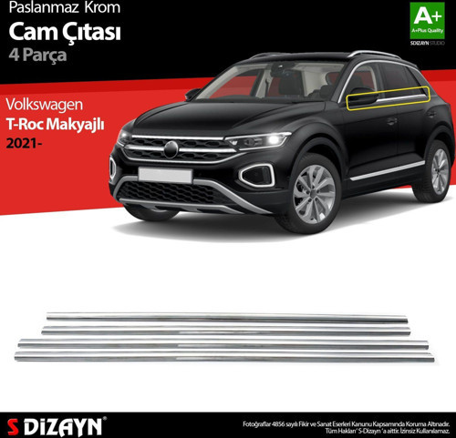 Volkswagen T-Roc Uyumlu Makyajlı Krom Cam Çıtası 4 Parça. 2021 Üzeri Parça