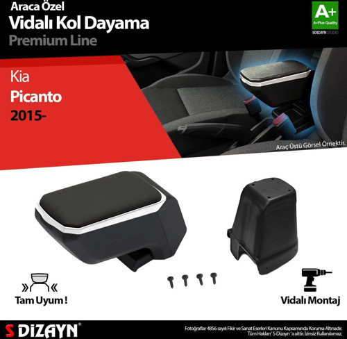 Kia Picanto Uyumlu Kol Dayama Kolçak ABS Vidalı Gri 2015 Üzeri A+Kalite Parça