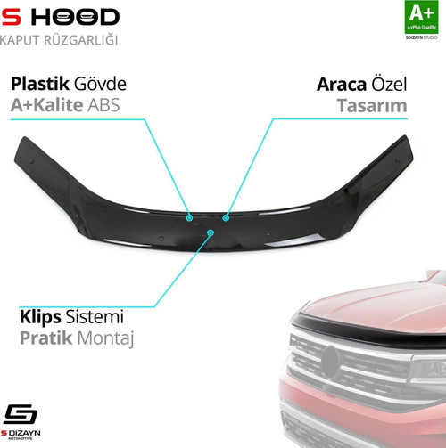 S-Dizayn Honda Uyumlu Civic ABS Plastik Kaput Rüzgarlığı 2000-2006 A+Kalite Parça