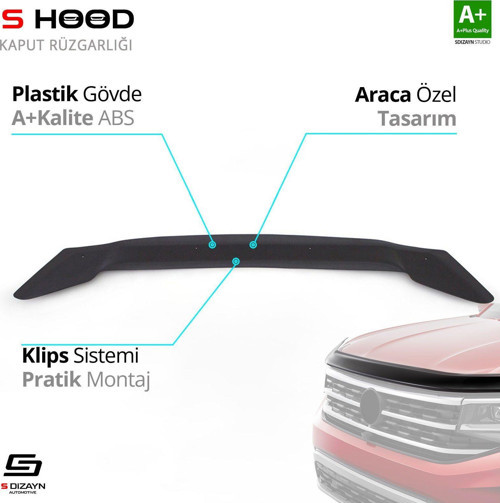 S-Dizayn Kia Uyumlu Ceed ABS Plastik Kaput Rüzgarlığı 2012-2018 A+Kalite Parça