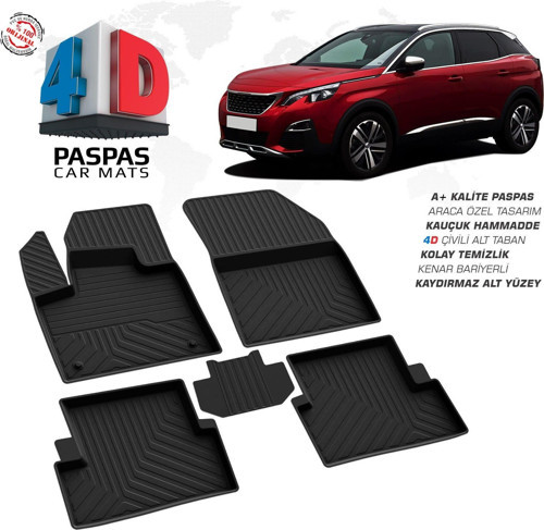 Peugeot 3008 Allure 4D Araca Özel Havuzlu Kauçuk Paspas 2016 ve Üzeri