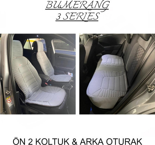 Volvo 460 Lüx Oto Koltuk Minderi Ön Arka Oturak 3'lü Set Bumerang Serisi GRİ