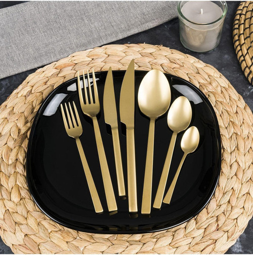 Lotus Mat Gold 89 Parça 12 Kişilik Çatal Kaşık Bıçak Takımı ( 18/10 - 4 mm. )