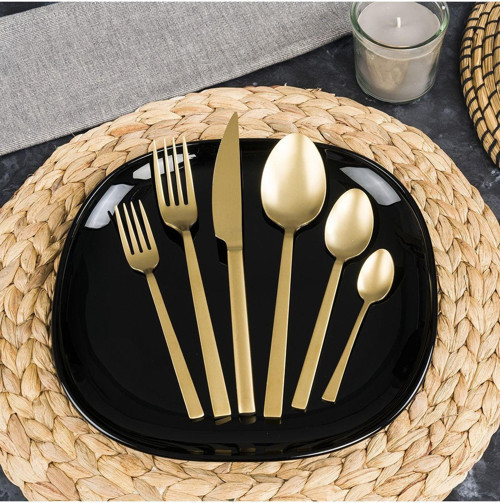 Lotus Mat Gold 72 Parça 12 Kişilik Çatal Kaşık Bıçak Takımı ( 18/10 - 4 mm. )
