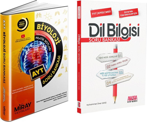 Miray Yayınları AYT Biyoloji ve AKM Dil Bilgisi Soru Bankası Seti 2 Kitap