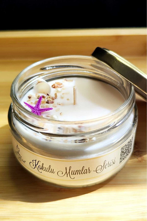 Deniz Konseptli Bahar Çiçekleri Kokulu Soya Mum 300 Gr