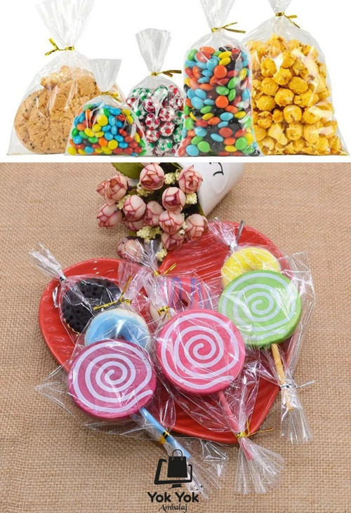 Parlak Bantsız Şeffaf Jelatin - Kurabiye Aksesuar Poşeti 8X17Cm 500Gr 500 Adet