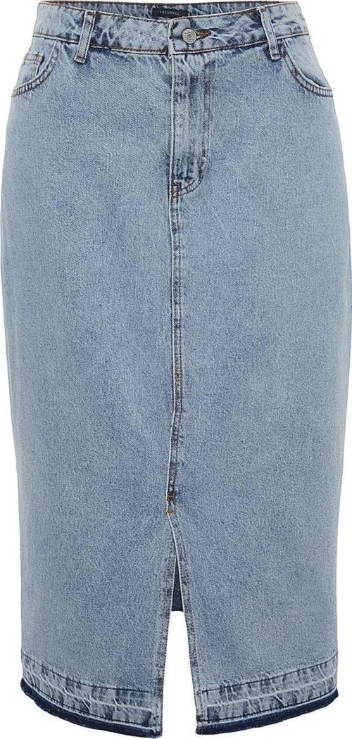 Moda Büyük Beden Regular Düz Desen Günlük Midi Boy Denim Büyük Beden Etek