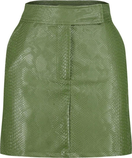 Moda Shift Düz Desen Şık Gece Mini Boy Premium Yüksek Kalite A-Line Suni Deri Mini Dokuma Etek