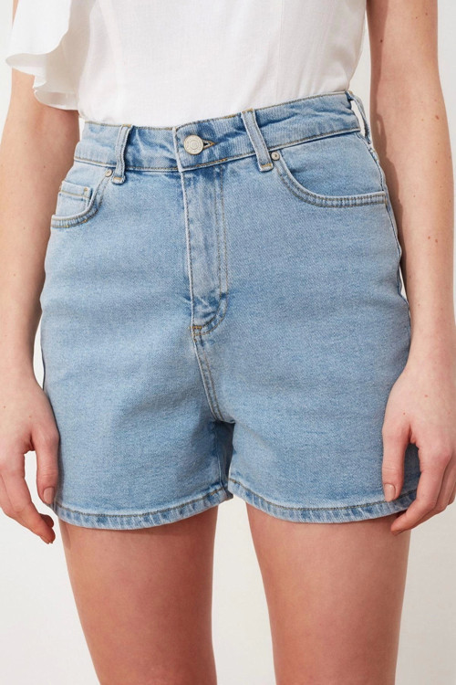 Büyük Beden Moda Denim Yüksek Bel Dar Paça Gündelik Siyah Yüksek Bel Skinny Şort Bermuda