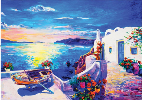 1000 Parça Tekne ve Beyaz Ev Sanatsal Puzzle