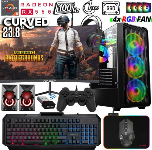 Xsr1031 Ryzen 5 3600 16GB Ram 1TB SSD 4GB RX550 23.8" 100Hz Curved Oyuncu Masaüstü Bilgisayarı