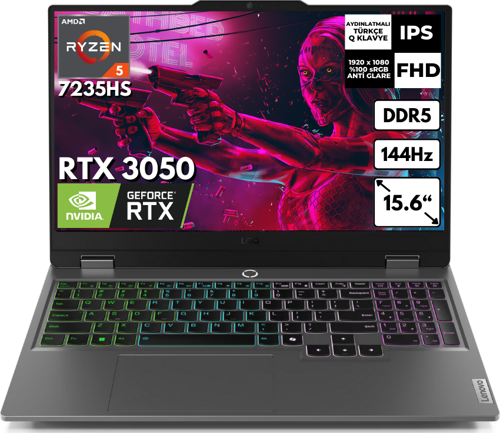 LOQ 15ARP9 Ryzen 5-7235HS 24 GB 4 TBSSD 15.6" FHD Windows 11 Home Gaming Notebook 83JC000PTR BT32