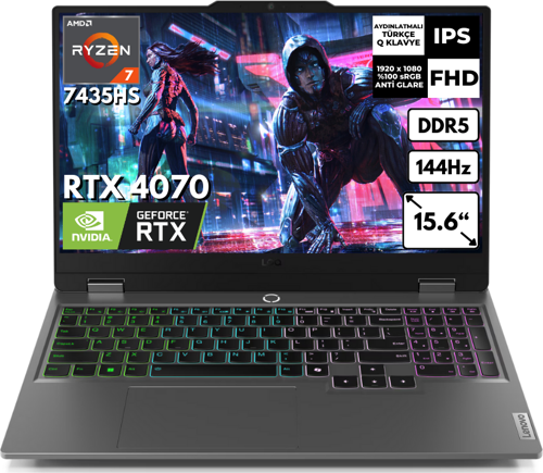 LOQ 15ARP9 Ryzen 7-7435HS 48 GB 512 GB SSD 8 GB RTX4070 15.6" FHD Windows 11 Home Gaming Notebook 83JC00CUTR BT41