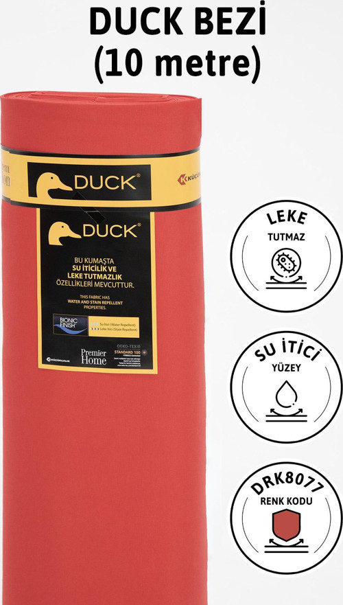 Premier Metrelik Duck Keten Kumaş Su İtici Bez 10 Metre DRK8077 - Kırmızı