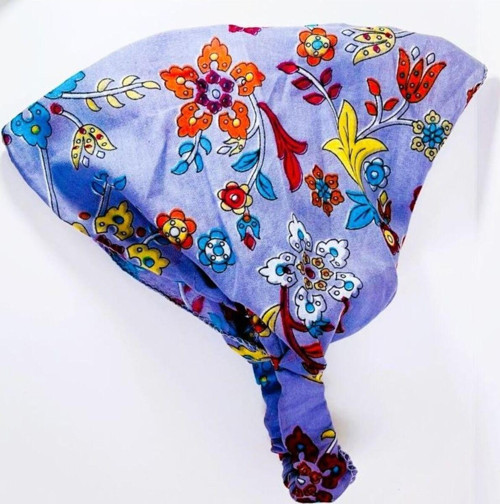Kadın Çini Desenli Paraşüt Lastikli Bandana, Lastikli Saç Bandı, Bandana
