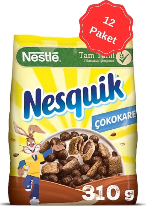 Nesquık Çokokare Kakaolu Tahıl Gevreği 310G X 12 Adet