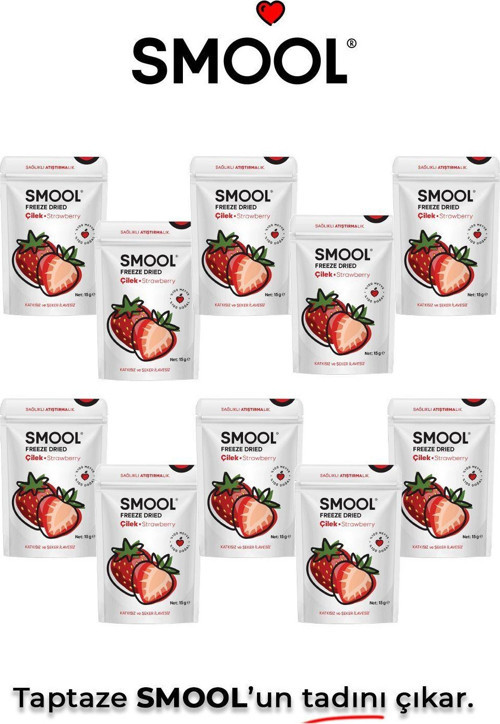 Freeze Dried Fruit Strawberry Pack Of 10-Çilek 10Lu Paket (15 Grx10) Kurutulmuş -Freeze Dry