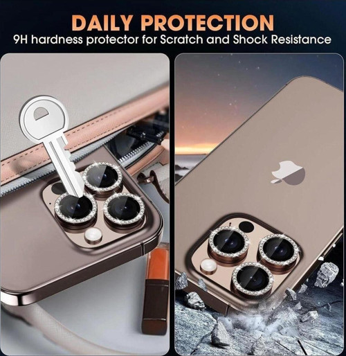 İphone 16 Pro Max & 16 Pro Uyumlu Taşlı Kamera Koruyucu Premium Görünüm ve Kalite Netliği Ko