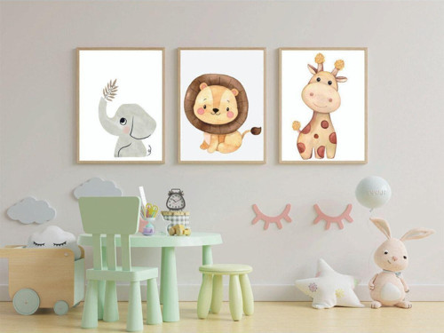 Çocuk Odası Safari Dekoratif Retro Mdf Tablo ( Çerçeve Görünümlü )