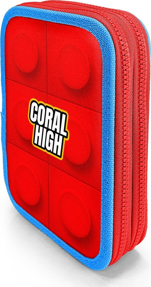 Coral High Kids Renkli Blok Desenli Çift Katlı Kalem Çanta 11157 2